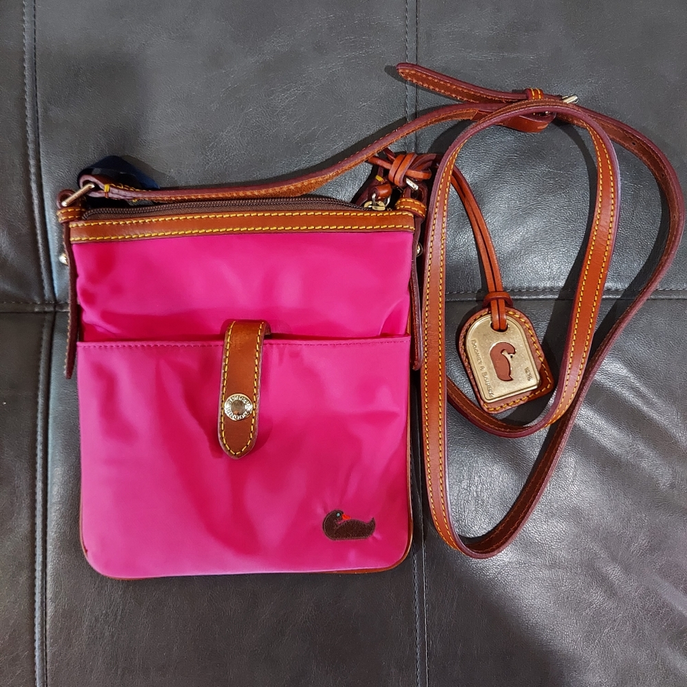 Dooney Bourke vinyl crossbody pink